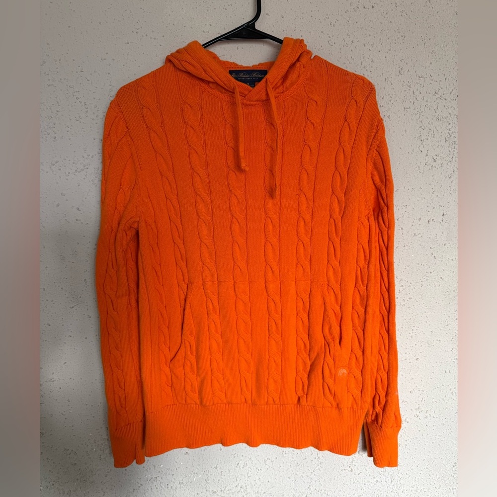Orange Brooks Brothers Cable Knit Hoodie Sweater